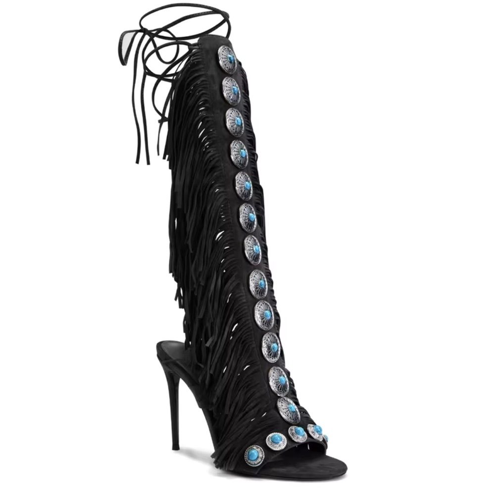 Black and Blue Stiletto Heels with Lace-Up Design

VIRAL BOOT :)